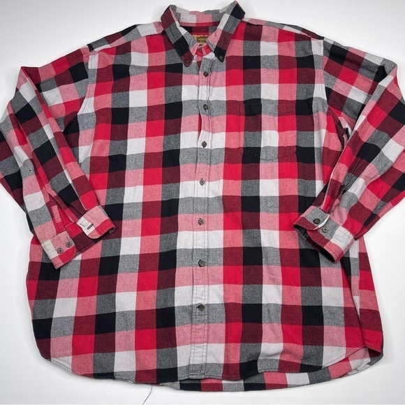 Foundry Shirt Flannel Plaid Button Red Black Gorp Hiking Outdoor Grunge Western - Picture 1 of 13